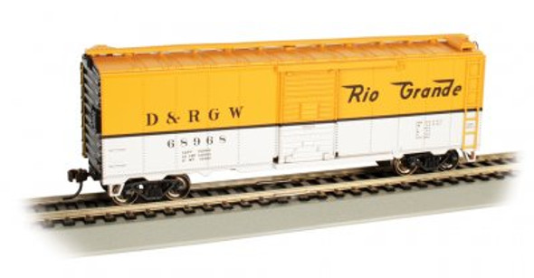 OakridgeStores.com | BACHMANN HO 40' Box Car D&RGW #68968 - (yellow & silver) Train Car (160-16006) 022899160061