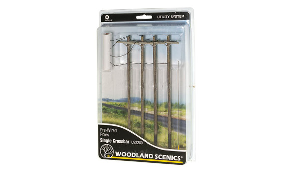 OakridgeStores.com | WOODLAND SCENICS - Pre-Wired Poles - Single Crossbar - O Scale 724771022800
