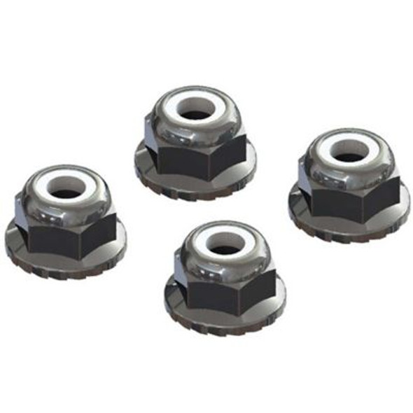 OakridgeStores.com | ARRMA FLANGED NYLOC LOCK NUT M4 SILVER (4pcs) #AR708008 (ARA-C9699) 5052127030397