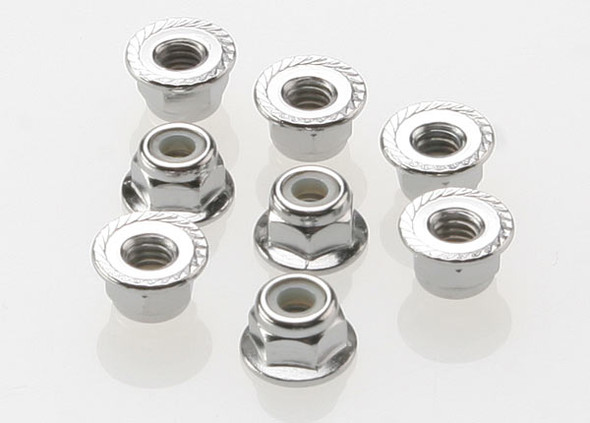 OakridgeStores.com | TRAXXAS RC Nuts, 4mm flanged nylon locking (steel, serrated) (8) (TRA-3647) 020334364708