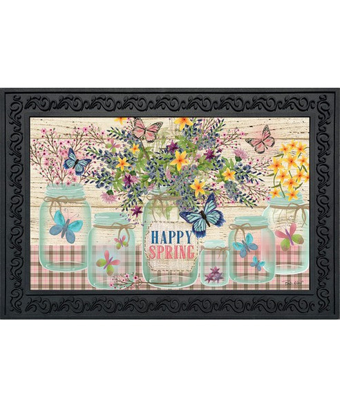 OakridgeStores.com | Briarwood Lane - Happy Spring Mason Jar Doormat Floor Mat (BLD01213) 840011612546
