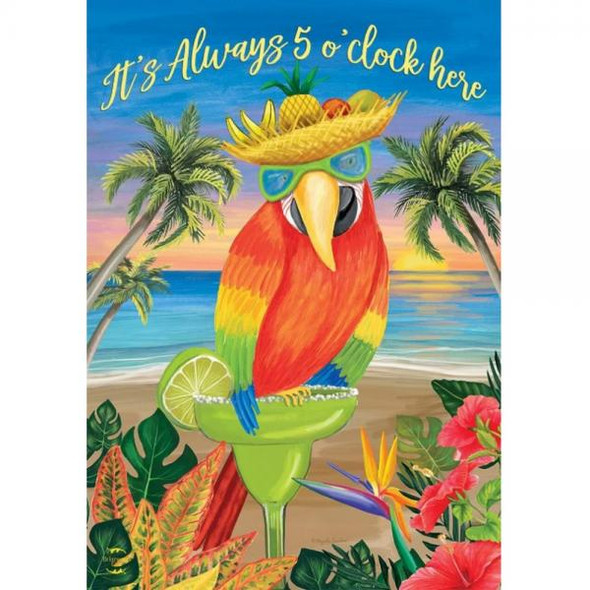 OakridgeStores.com | Briarwood Lane - Always 5 O'clock (Parrot Margarita Cocktail) Garden Flag (BLG01288) 840011613468