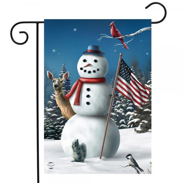 OakridgeStores.com | Briarwood Lane - Spirit of the Season Patriotic Snowman Garden Flag (BLG01316) 840011616018