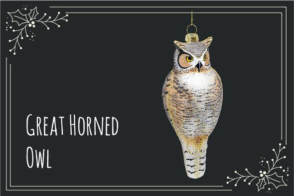 OakridgeStores.com | Cobane Studio LLC - Great Horned Owl Ornament (glass) (COBANEE451) 874504003009