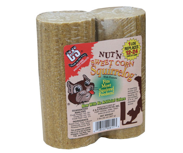 OakridgeStores.com | C&S Products - Nut & Sweet Corn "Squirrelog" Squirrel Food Log (2) 32 oz. (CS611) 018222006113