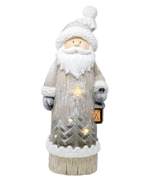 OakridgeStores.com | Gift Essentials - White Winter Santa Illuminated Door Greeter with Lantern - LED Figurine 19.5" (GE3007) 645194082861