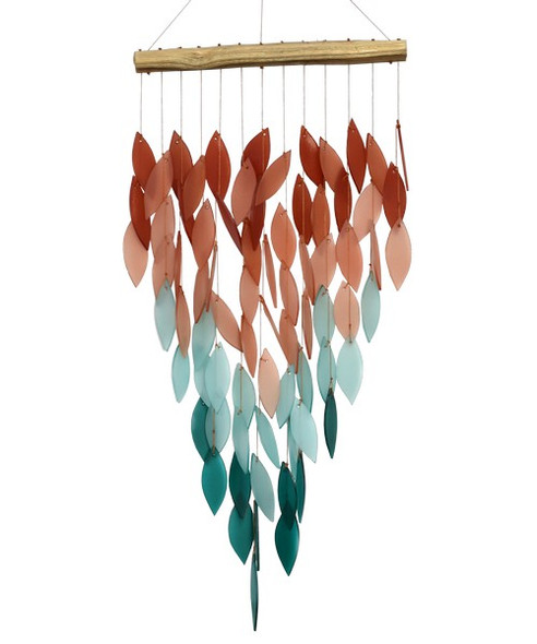 OakridgeStores.com | Gift Essentials - Deluxe Coral Ombre Waterfall (glass) Wind Chime (GEBLUEG595) 804414916052