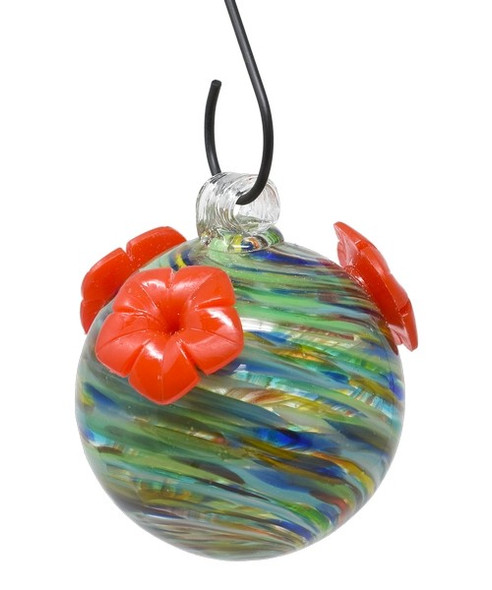 OakridgeStores.com | Gift Essentials - Ocean Swirls Glass Hummingbird Feeder 4" (GEHF011) 645194082960