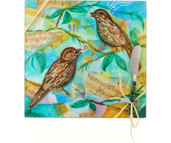 OakridgeStores.com | LS Arts Inc - Cheese Board - Wren Bird - Harmony Art Decor (Square) 9" (HS-048) 630613034514