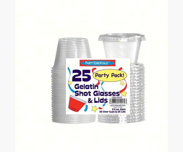 OakridgeStores.com | North West Enterprises - 2.5 oz Shots Glasses with Lids - Clear Plastic Cups - 25 ct (NWEN2525) 098382150253