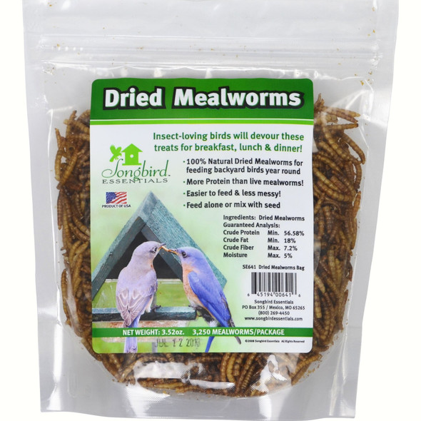 OakridgeStores.com | Songbird Essentials - Dried Mealworms 100gram Bird Food (SE641) 645194006416