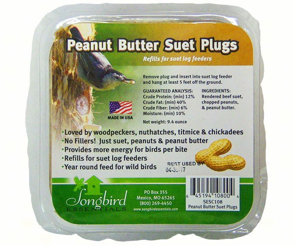 OakridgeStores.com | Songbird Essentials - Peanut Butter - Suet Plugs - Bird Food (SESC108) 645194108004