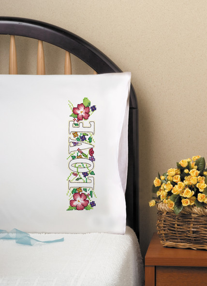 OakridgeStores.com | Tobin Stamped For Embroidery Pillowcase Pair 20"X30" - Love (T232202) 021465322025