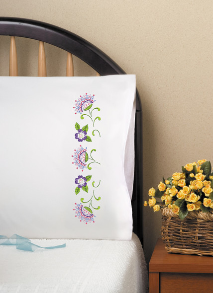 OakridgeStores.com | Tobin Stamped For Embroidery Pillowcase Pair 20"X30" - Jacobean (T232203) 021465322032