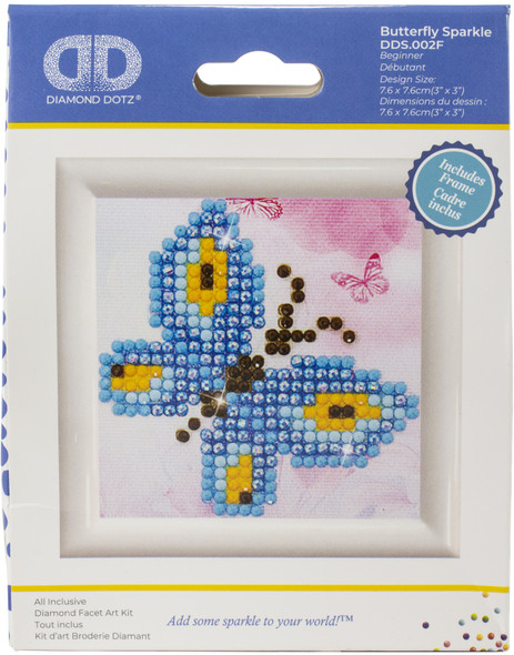 OakridgeStores.com | Diamond Dotz Diamond Embroidery Facet Art Kit 3"X3" - Butterfly Sparkle W/Frame (DDSF002) 4897073249834
