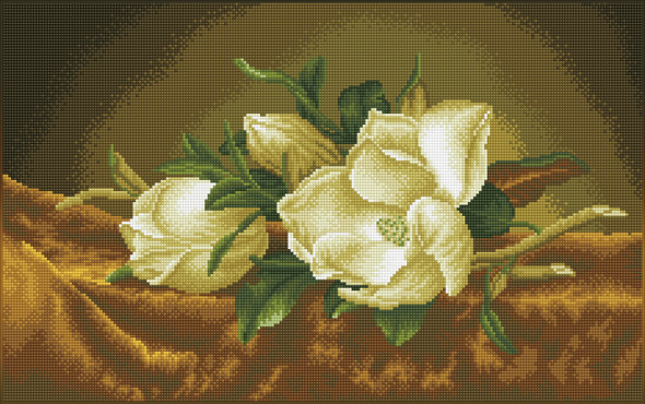 OakridgeStores.com | Diamond Dotz Diamond Embroidery Facet Art Kit 26"X16" - Magnolias on Gold Velvet (Heade) (DD12046) 4895225912513