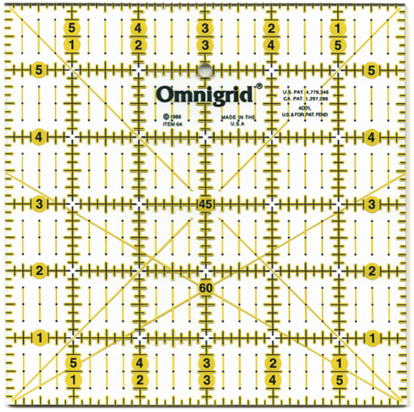 OakridgeStores.com | Omnigrid - Quilter's Ruler W/Angles 6"X6" (R6A) 762511100616