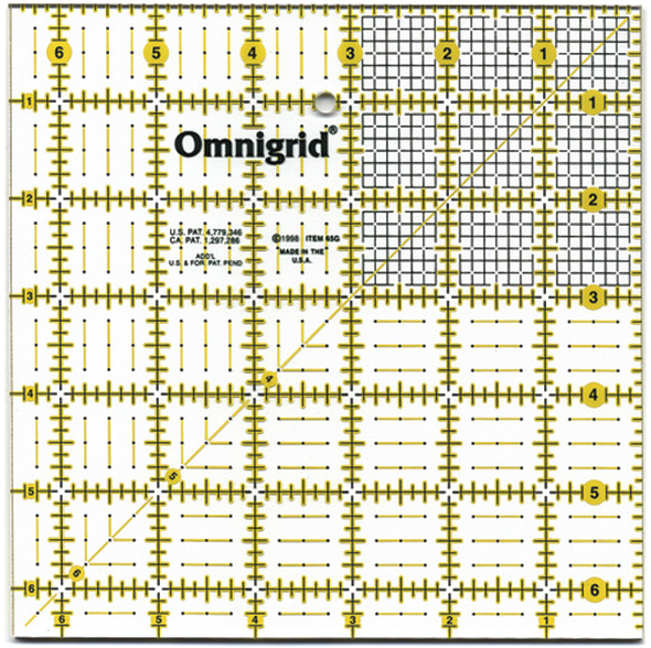 OakridgeStores.com | Omnigrid - Quilter's Ruler W/Grid 6.5"X6.5" (R65G) 762511100654