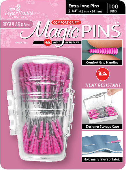 OakridgeStores.com | Taylor Seville - Quilting & Sewing Magic Pins - Extra Long - Pink 100/Pkg (219553) 766152219553