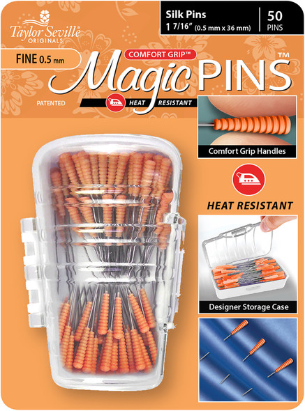 OakridgeStores.com | Taylor Seville - Quilting & Sewing Magic Pins - Silk Fine - Peach Orange 50/Pkg (219508) 766152219508