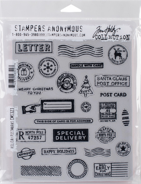 OakridgeStores.com | Tim Holtz Cling Stamps 7"X8.5" - Holiday Postmarks (CMS-LG-323) 752830563223