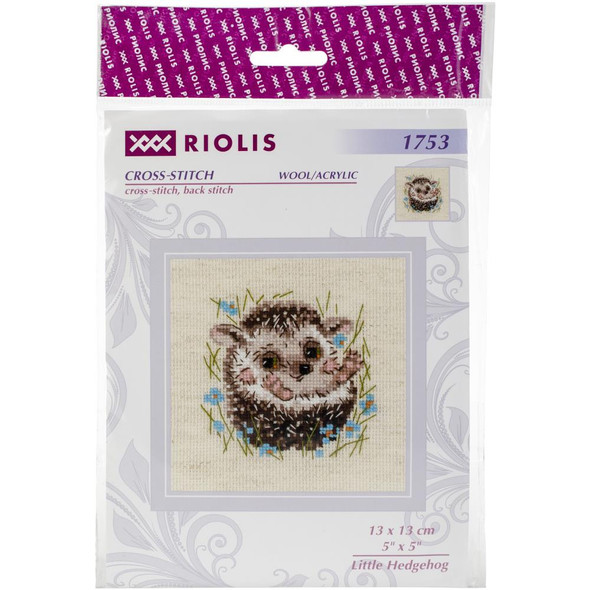 OakridgeStores.com | RIOLIS Counted Cross Stitch Kit 5"X5" - Hedgehog (14 Count) (R1753) 4630015064702