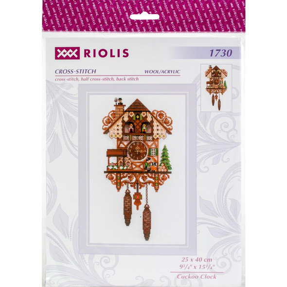 OakridgeStores.com | RIOLIS Counted Cross Stitch Kit 9.75"X15.75" - Cuckoo Clock (14 Count) (R1730) 4630015064474