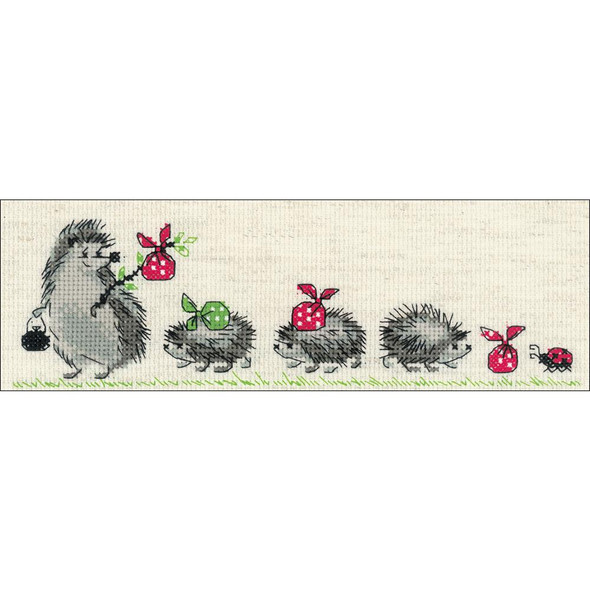 OakridgeStores.com | RIOLIS Counted Cross Stitch Kit 9.5"X3.25" - Hedgehogs (14 Count) (R1711) 4630015064283