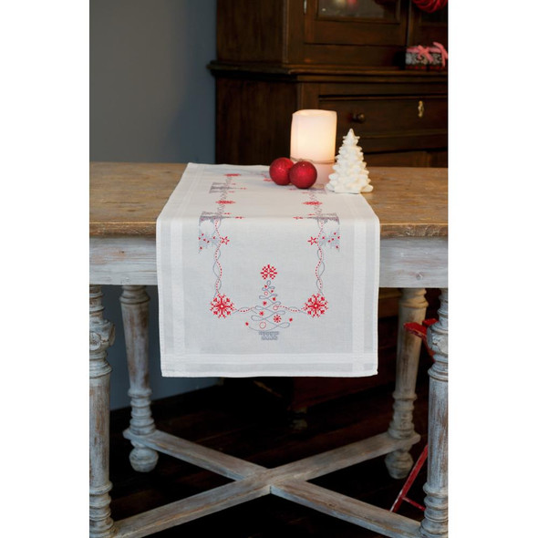 OakridgeStores.com | Vervaco Table Runner Stamped Cross Stitch Kit 16"X40" - Christmas Trees (V0167023) 5413480861873