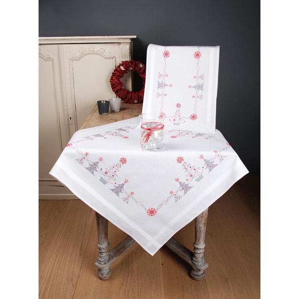 OakridgeStores.com | Vervaco Table Runner Stamped Cross Stitch Kit 16"X40" - Christmas Trees (V0167023) 5413480861873