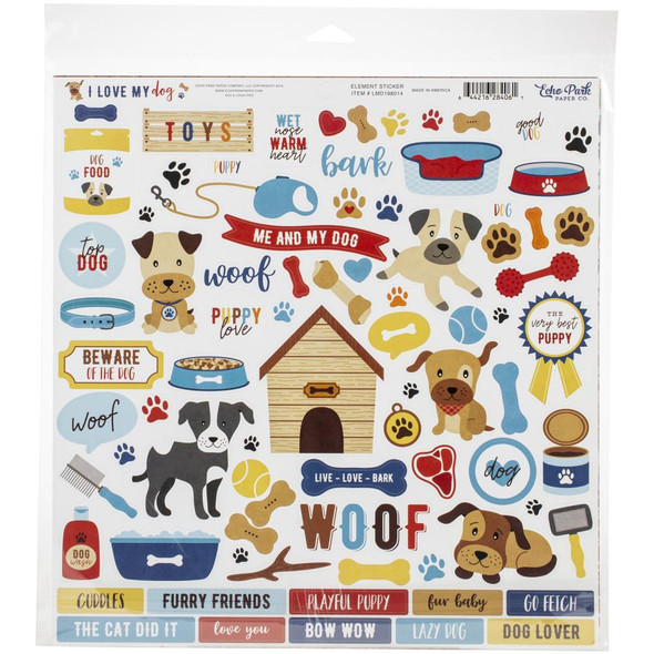 OakridgeStores.com | Echo Park Paper Collection Kit 12"X12" - I Love My Dog Theme Designs (MD198016) 644216284160