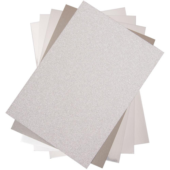 OakridgeStores.com | Sizzix - Surfacez Opulent Cardstock Pack 8"X11.5" 50/Pkg - Silver (664533) 630454261216