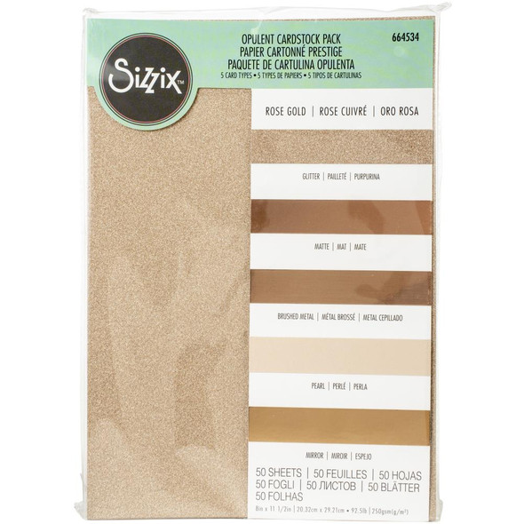 OakridgeStores.com | Sizzix - Surfacez Opulent Cardstock Pack 8"X11.5" 50/Pkg - Rose Gold (664534) 630454261223