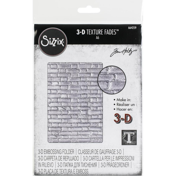 OakridgeStores.com | Sizzix 3D Texture Fades Embossing Folder By Tim Holtz - Brickwork (664259) 630454259244