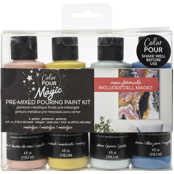 OakridgeStores.com | American Crafts Color Pour Magic Pre-Mixed Paint Kit 4/Pkg - Nostalgia (357092) 718813570923