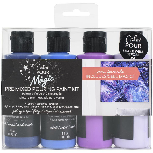 OakridgeStores.com | American Crafts Color Pour Magic Pre-Mixed Paint Kit 4/Pkg - Galaxy Surge (357093) 718813570930