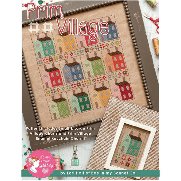 OakridgeStores.com | It's Sew Emma Cross Stitch Pattern - Prim Village W/ Enamel Charm (ISE412) 602573579527