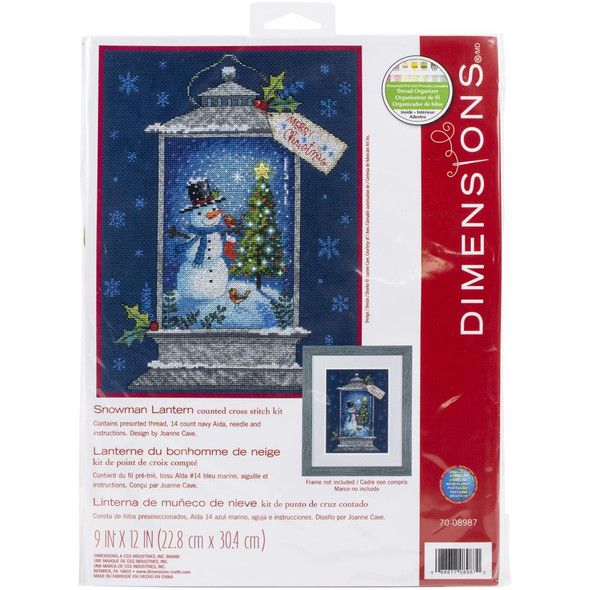 OakridgeStores.com | Dimensions Counted Cross Stitch Kit 9"X12" - Snowman Lantern (14 Count) (70-08987) 088677089870