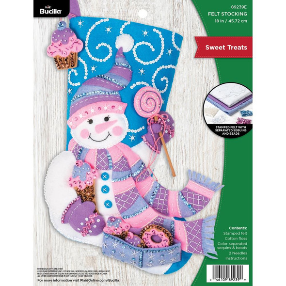 OakridgeStores.com | BUCILLA - Needle Felt Christmas Stocking Applique Craft Kit -  18" Long - Sweet Treats (89239E) 046109892399