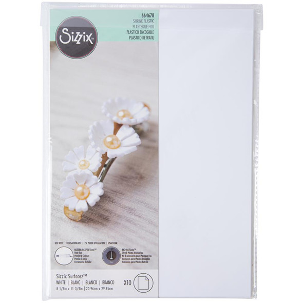 OakridgeStores.com | Sizzix - Surfacez Shrink Plastic 8.5"X11" 10/Pkg - White (S664678) 630454262664