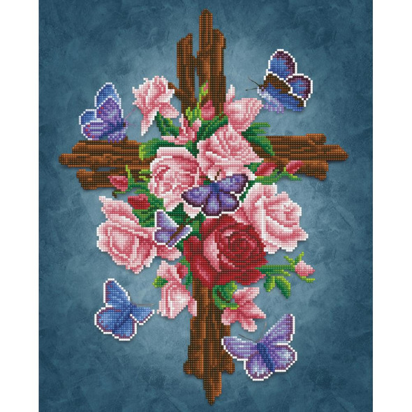 OakridgeStores.com | Diamond Dotz Diamond Embroidery Facet Art Kit 16"X20" - Flower Cross (DD9061) 4895225915217