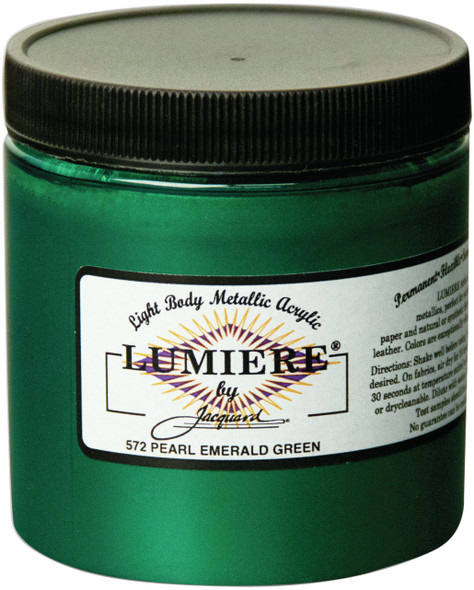 OakridgeStores.com | Jacquard Lumiere Metallic Acrylic Paint 8oz - Pearl Emerald Green (LUMIERE8-572) 743772257202