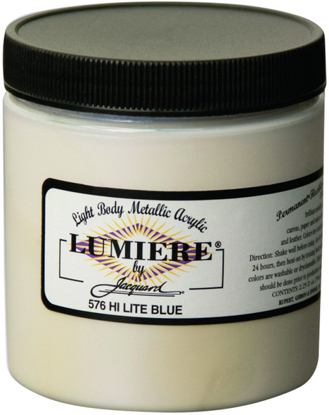 OakridgeStores.com | Jacquard Lumiere Metallic Acrylic Paint 8oz - Hi Lite Blue (LUMIERE8-576) 743772257608