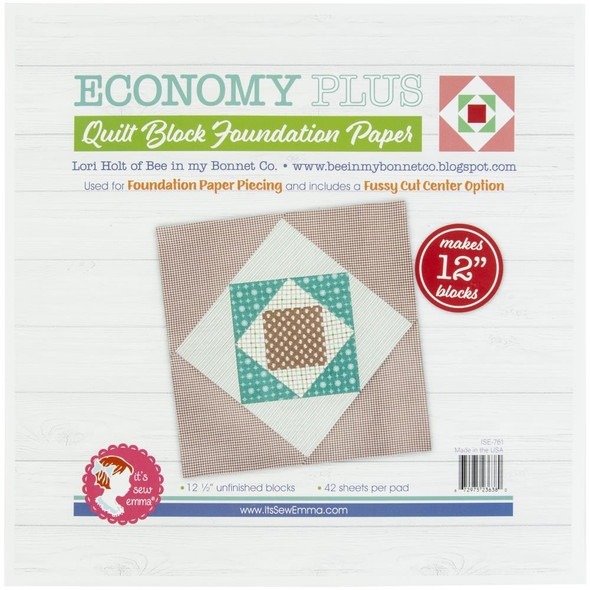 OakridgeStores.com | It's Sew Emma Quilt Block Foundation Paper - 12" Economy Plus From Lori Holt (ISE761) 672975236380