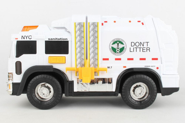 OakridgeStores.com | DARON - NYC Sanitation Garbage Toy Truck w/Lights & Sound (NY206006) 817346025792