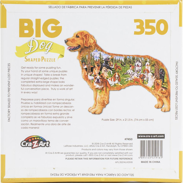 OakridgeStores.com | Cra-Z-Art - Big Shaped Jigsaw Puzzle 350 Pieces 29"X21.5" - Dog Park (7450ZZA) 4895145419161