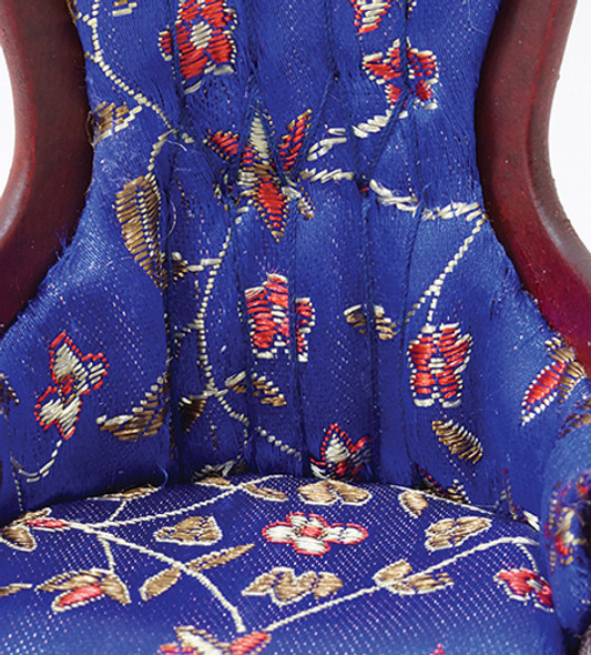 OakridgeStores.com | Victorian Gentleman's Chair, Mahogany with Blue Floral Fabric (CLA10094) 731851100945