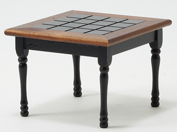 OakridgeStores.com | Square Kitchen Table, Black with Walnut Trim (CLA10103) 731851101034