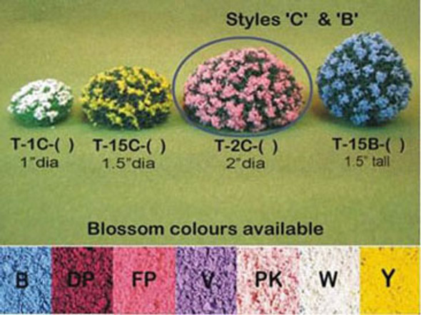 MODEL BUILDERS SUPPLY - Blossom Bush 2 Inch Round Deep Purple 2Pc (MBT2CDP) 1" Scale Dollhouse Miniature