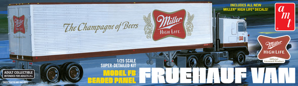 OakridgeStores.com | AMT - 40' Fruehauf Miller Beer Semi Trailer - Plastic Model Kit 849398046609